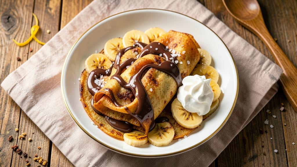 Banana Chocolate Crepes Recipe: Stacked Layers of Warm Caramel and Silky Fillings