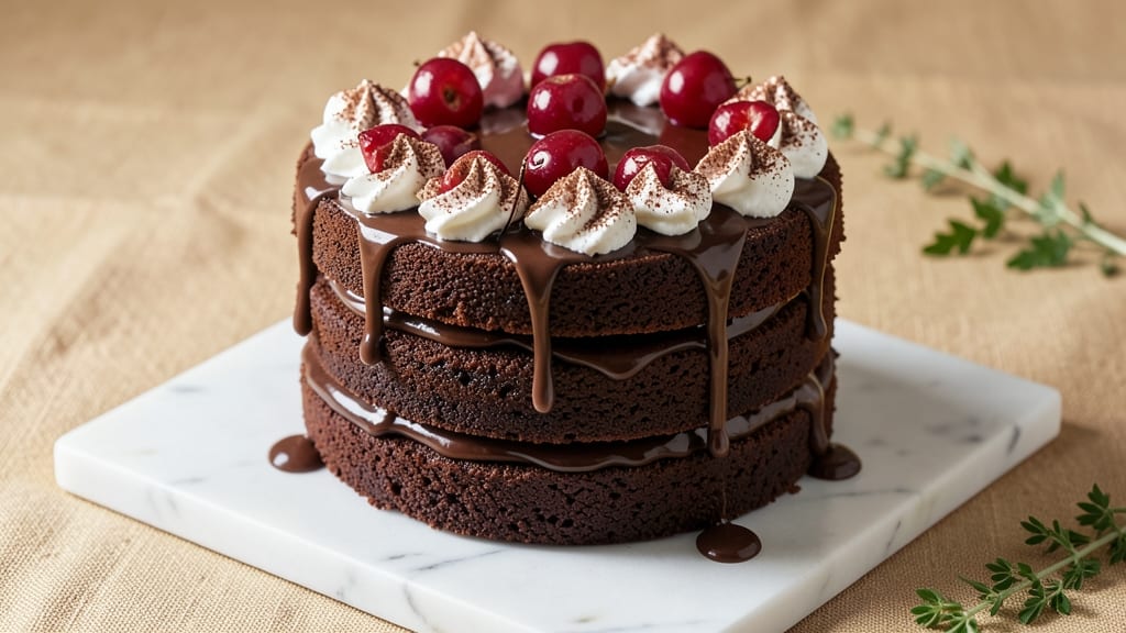 Black Forest Cake With Chocolate Ganache Recipe: Coffee-Infused Layers and Buttery Crunch Top