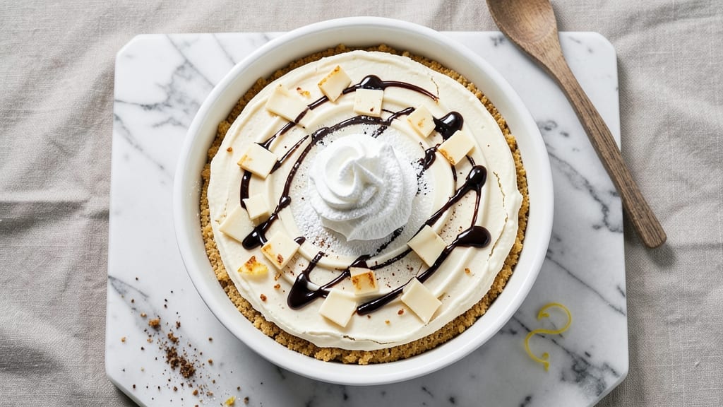 Baker's White Chocolate Cheesecake Recipe: Crunchy Top, Gooey Ganache Streaks