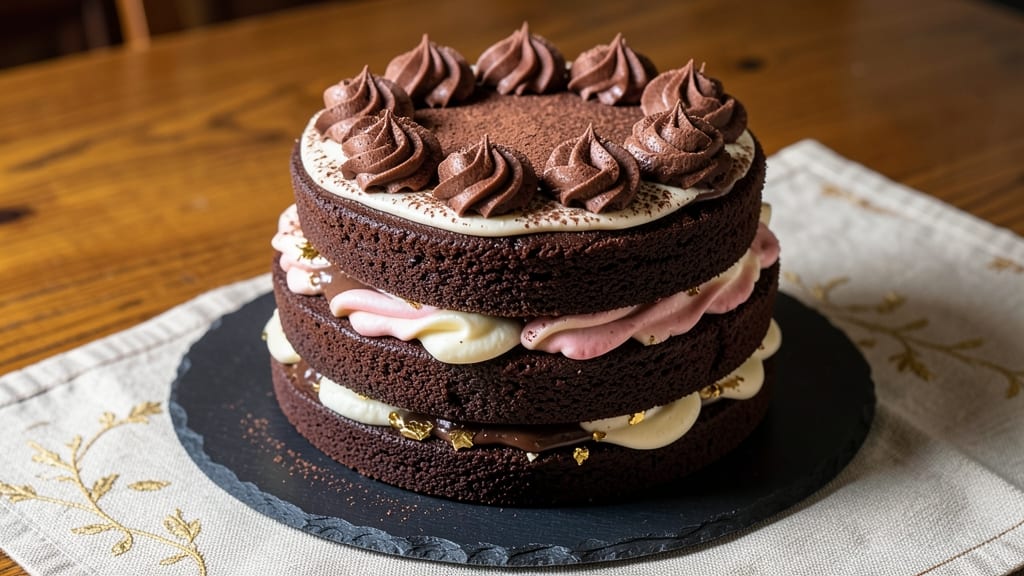 Cheryl Day's Chocolate Cake Recipe: Triple-Layered Richness With Warm Chocolate Streaks