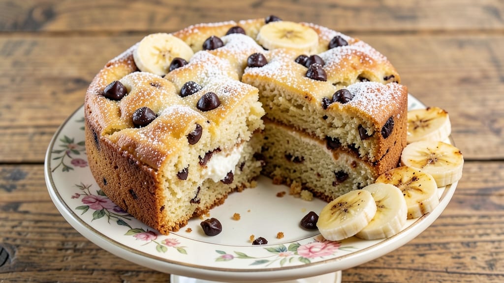 Banana Chocolate Chip Cake Recipe With Sour Cream: Moist Crumb and Double Chocolate Chunks