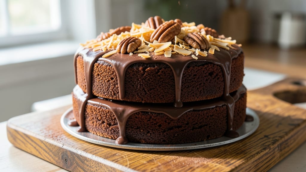 Baker's Unsweetened Chocolate German Chocolate Cake Recipe: Coffee-Enhanced Layers and Nutty Crunch