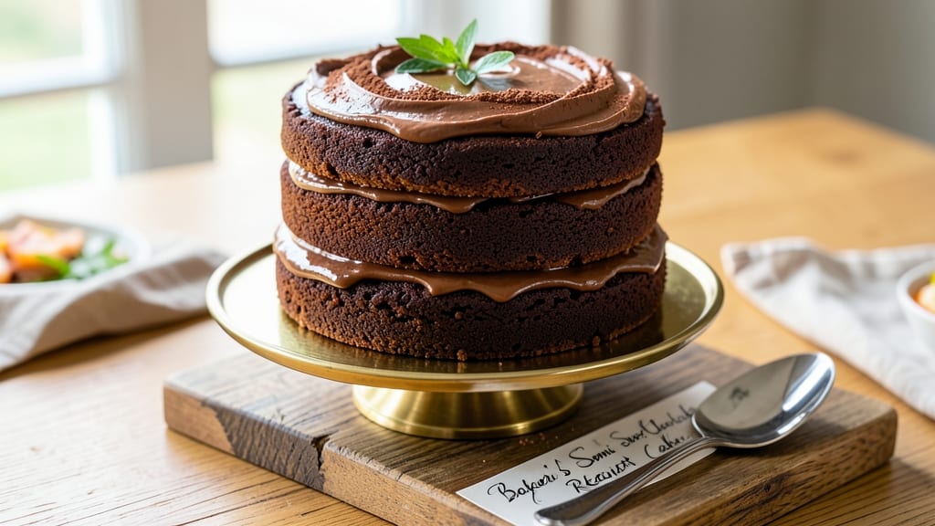 Baker's Semi-Sweet Chocolate Cake Recipe: Glass-Pan Crunch With Warm Fudge Rivers