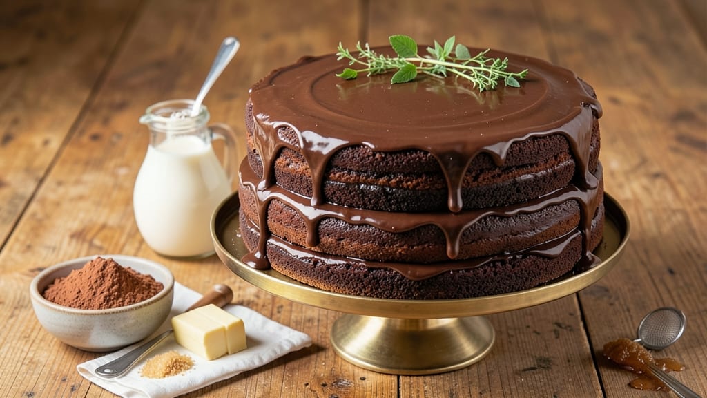 Big Chocolate Cake Recipe: Towering Height With Fudgy Cracks Inside