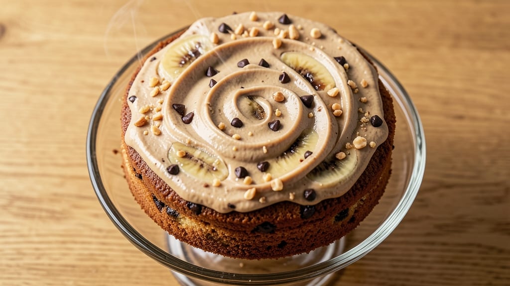 Banana Chocolate Chip Cake With Peanut Butter Frosting Recipe: Triple-Layered Joy With Gooey Chunks and Nutty Swirls