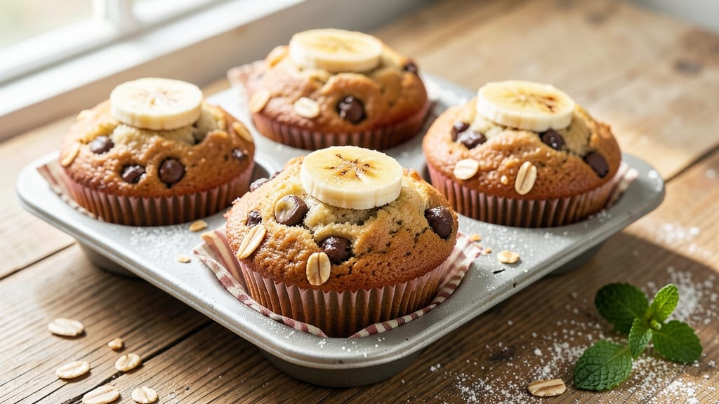 Banana Oat Chocolate Chip Muffins Recipe: Chewy Crumb and Melty Chunks in Every Bite