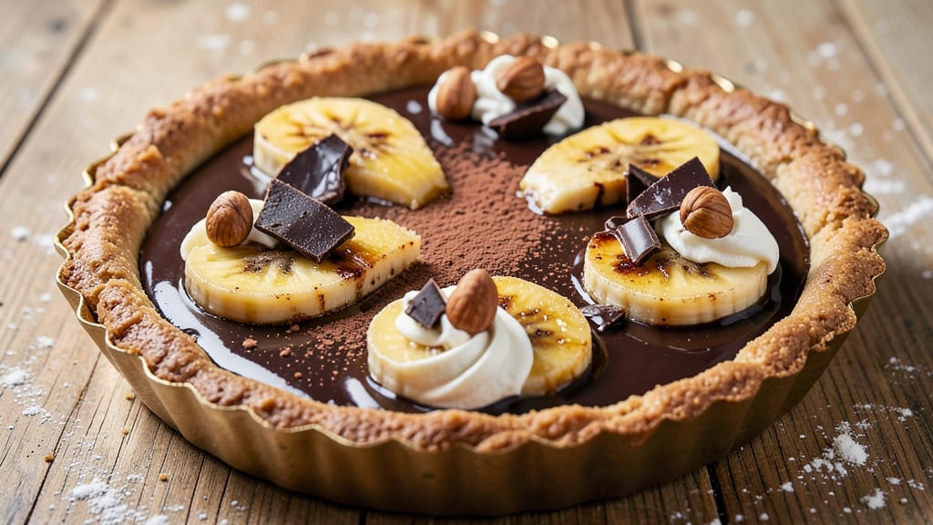 Banana Chocolate Tart Recipe: Warm Streusel Top and Gooey Ganache Fill
