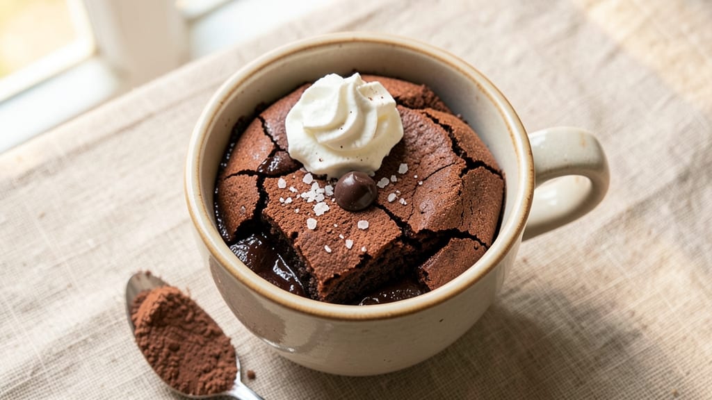 Brownie in a Mug Recipe with Hot Chocolate Mix: Microwave Mug Cake With Fudgy Cracks